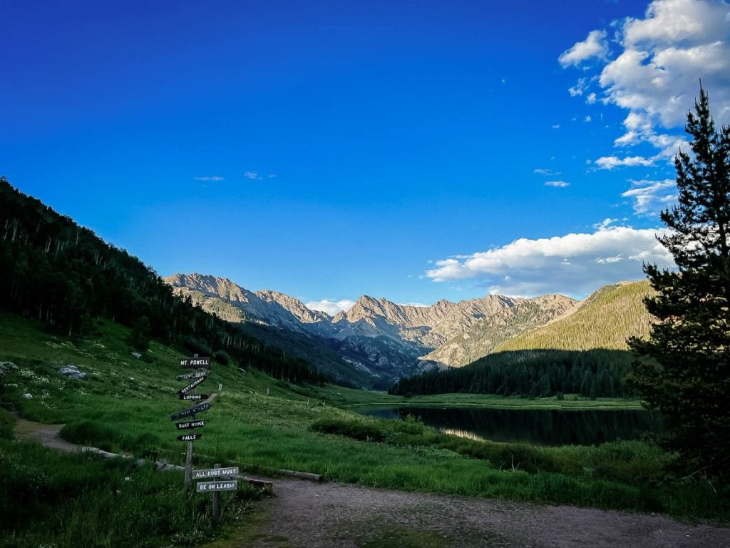 view of Piney Lake and the Gore Range in Vail, Colorado for your colorado elopement