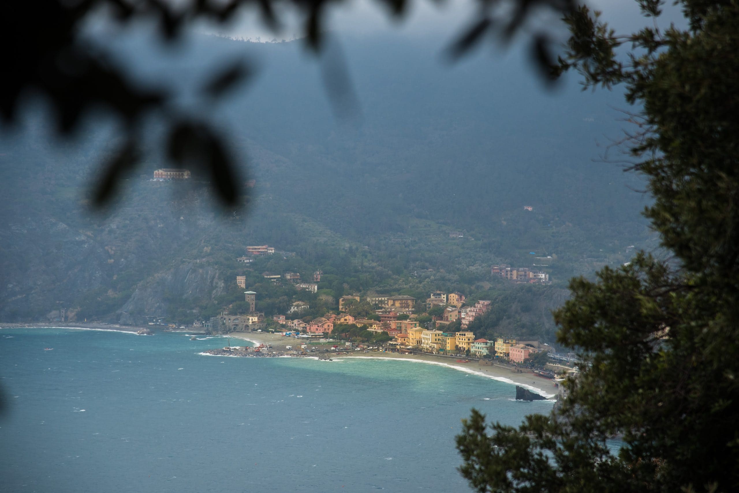 views of Monterosso in Cinque Terre from the hiking trail that connects it to Vernazza