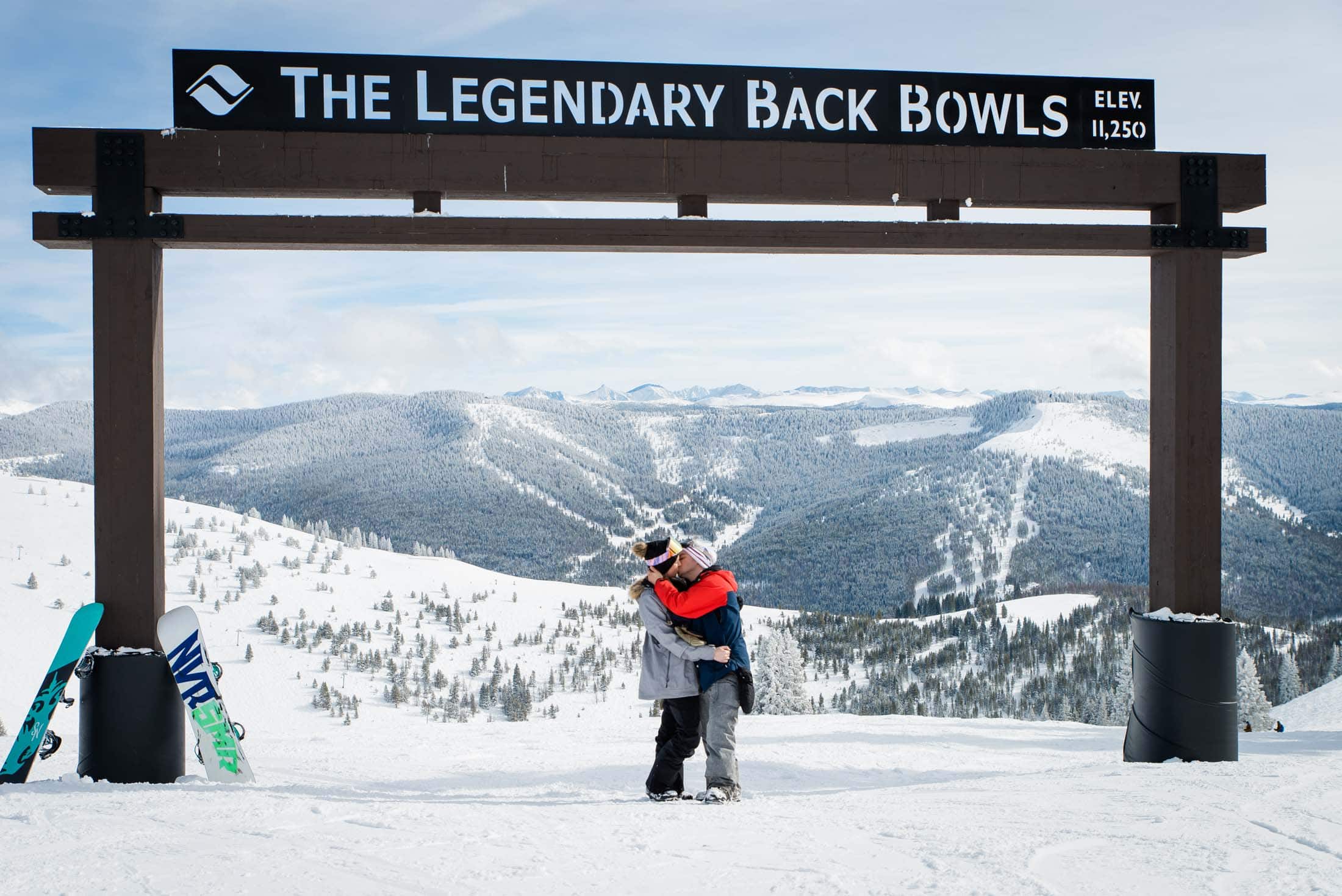 Colorado Snowboarding Engagement Photography in Vail