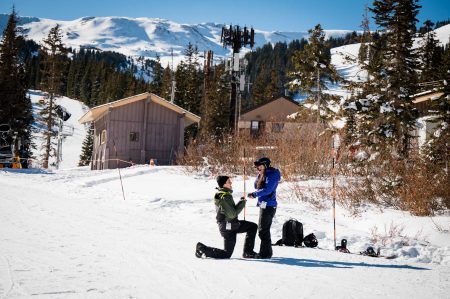 a marriage proposal at the bottom of Loveland Ski Area in Colorado