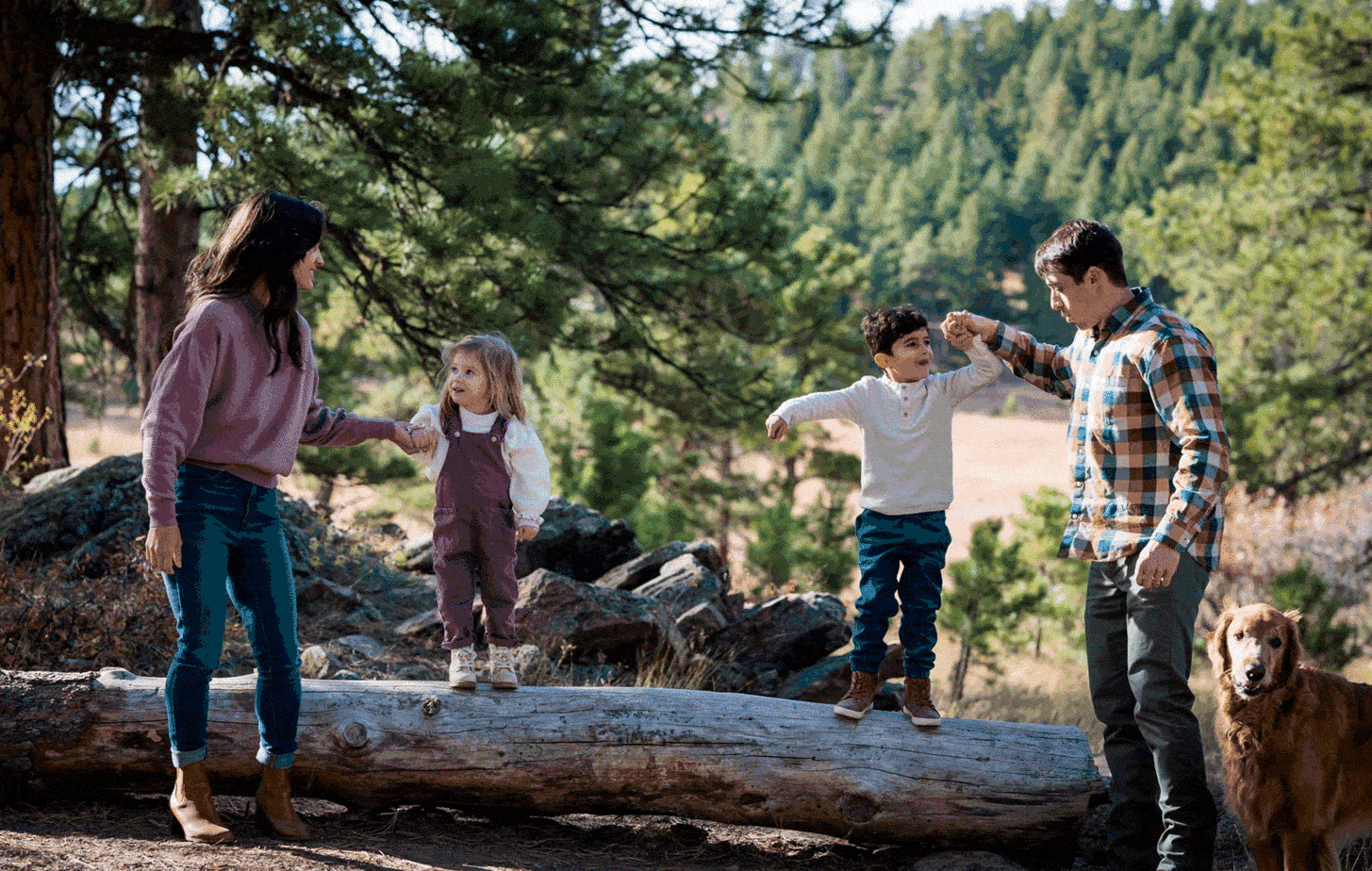 how to create high quality gifs blog image #2 of children jumping off a log with their parents' hands