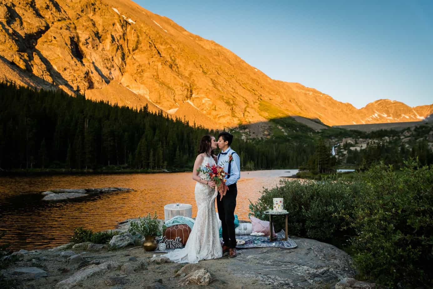 a couple adores each other after their sunrise elopement in Breckenridge, Colorado