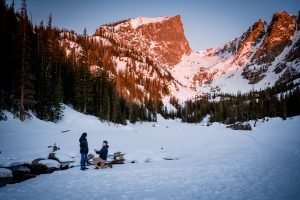 a hike to dream lake in RMNP in the dark so you can propose at sunrise under the alpenglow