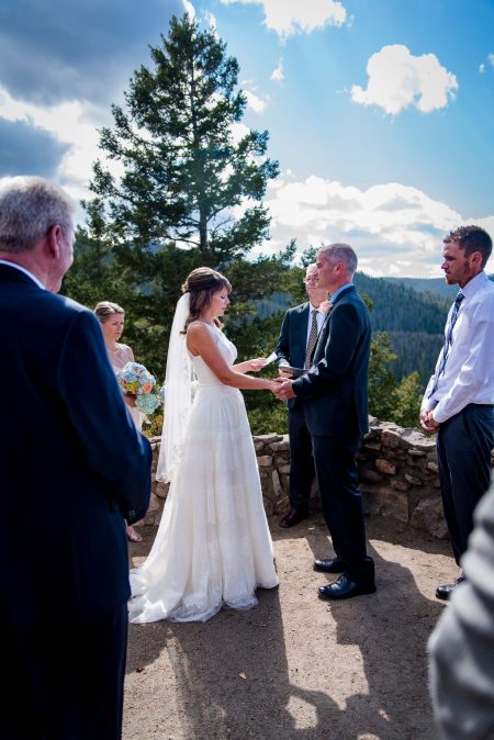 a couple weds at Sapphire Point near Dillon Lake in Colorado