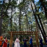 View of the upper ceremony site at Pines of Genesee Wedding Venue in Colorado