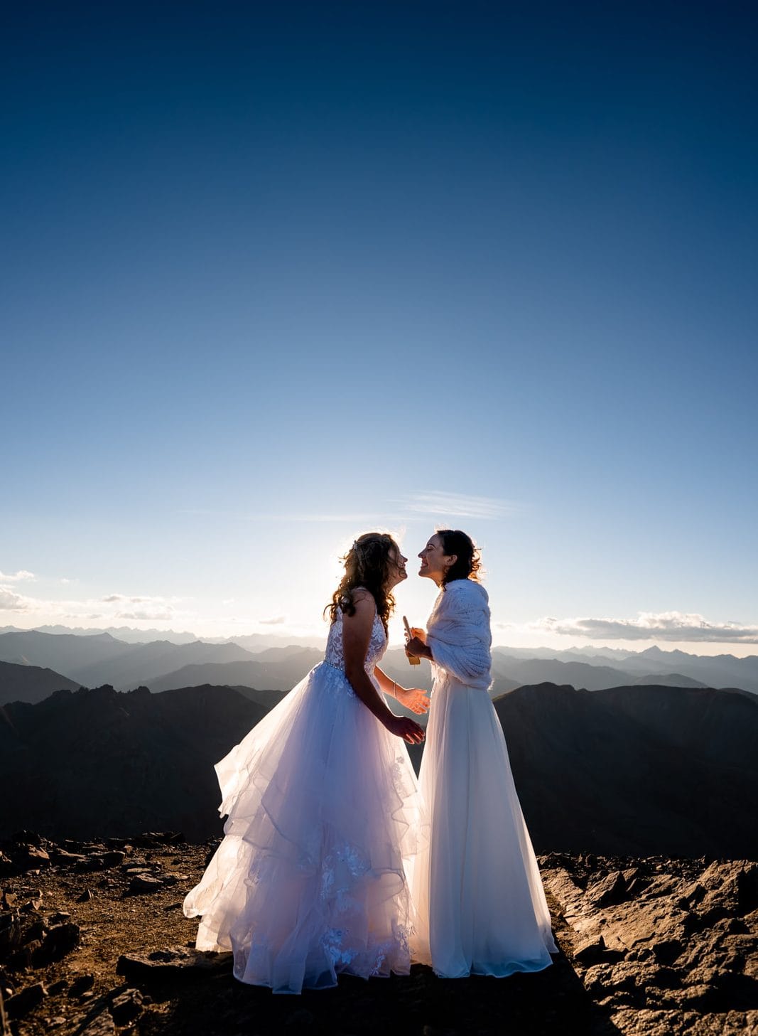 Colorado elopement photographer documents two brides on top of a 14er eloping in Colorado